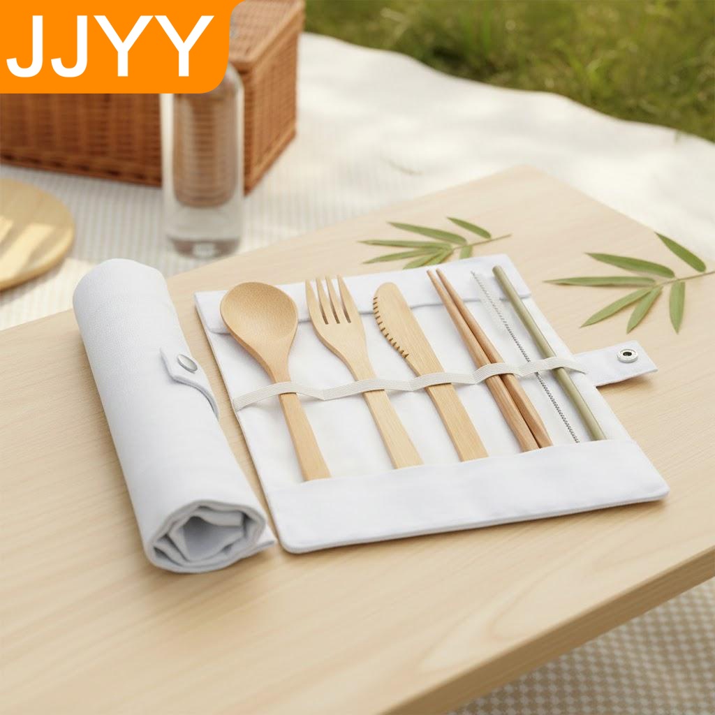 Bamboo Cutlery Travel - Reusable Bamboo Travel Cutlery Set with