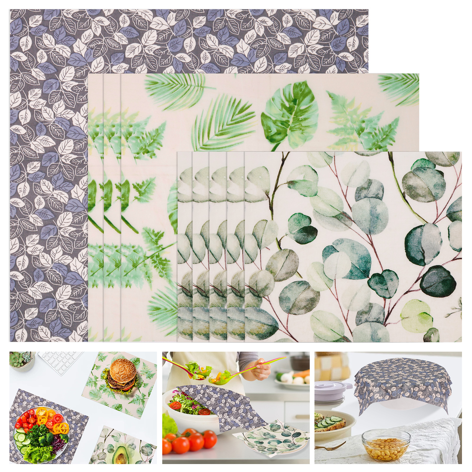 Beeswax Food Cover - 9 Pcs Reusable Beeswax Wrap for
