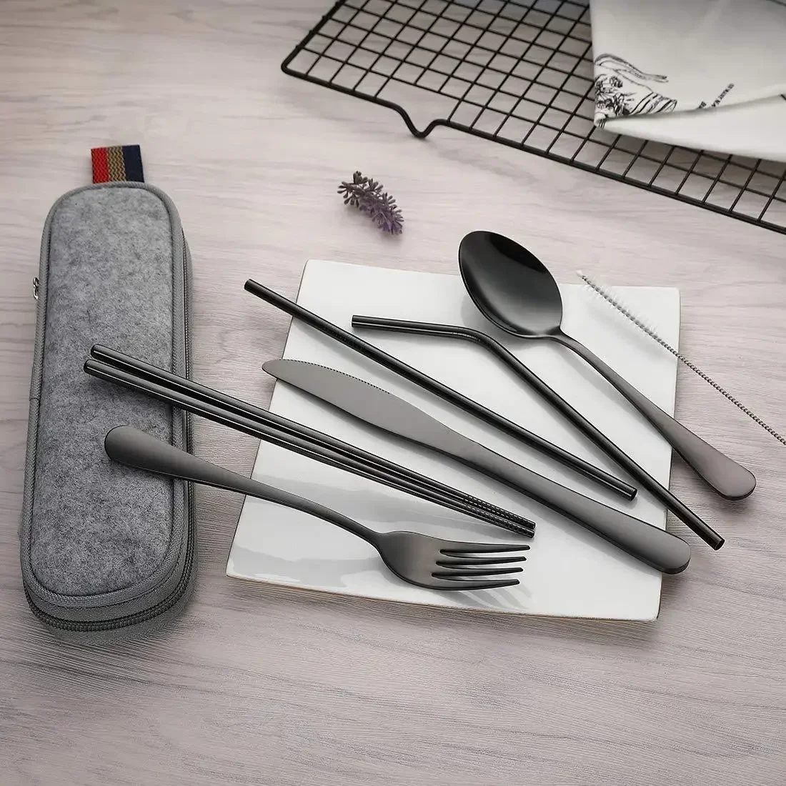 8Pcs/set Tableware Reusable Tr – Bamboo Cutlery Travel recenzja i cena