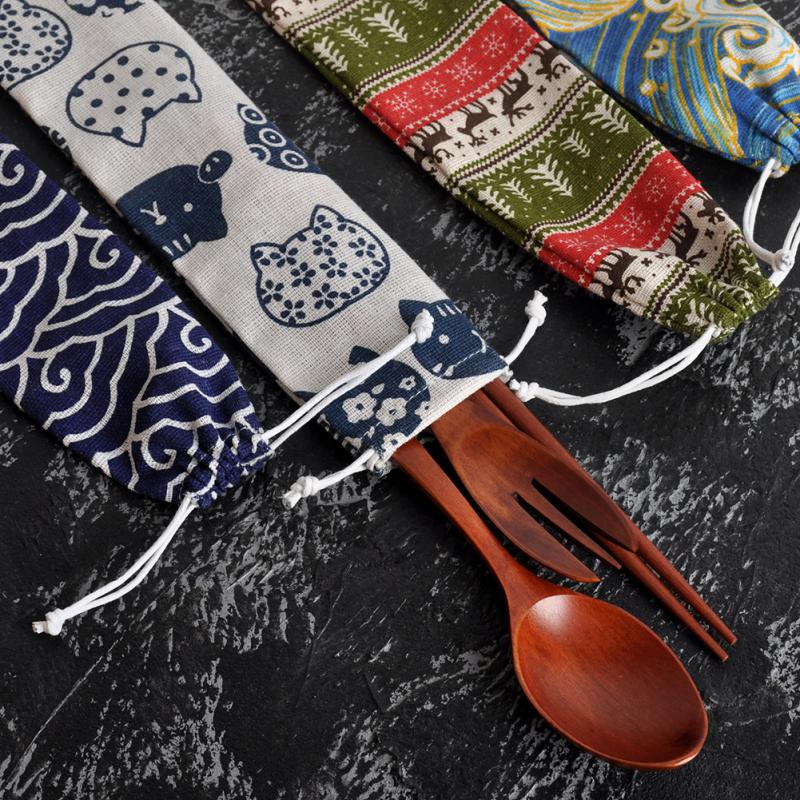 Portable Cutlery Bag Reusable  – Bamboo Cutlery Travel recenzja i cena