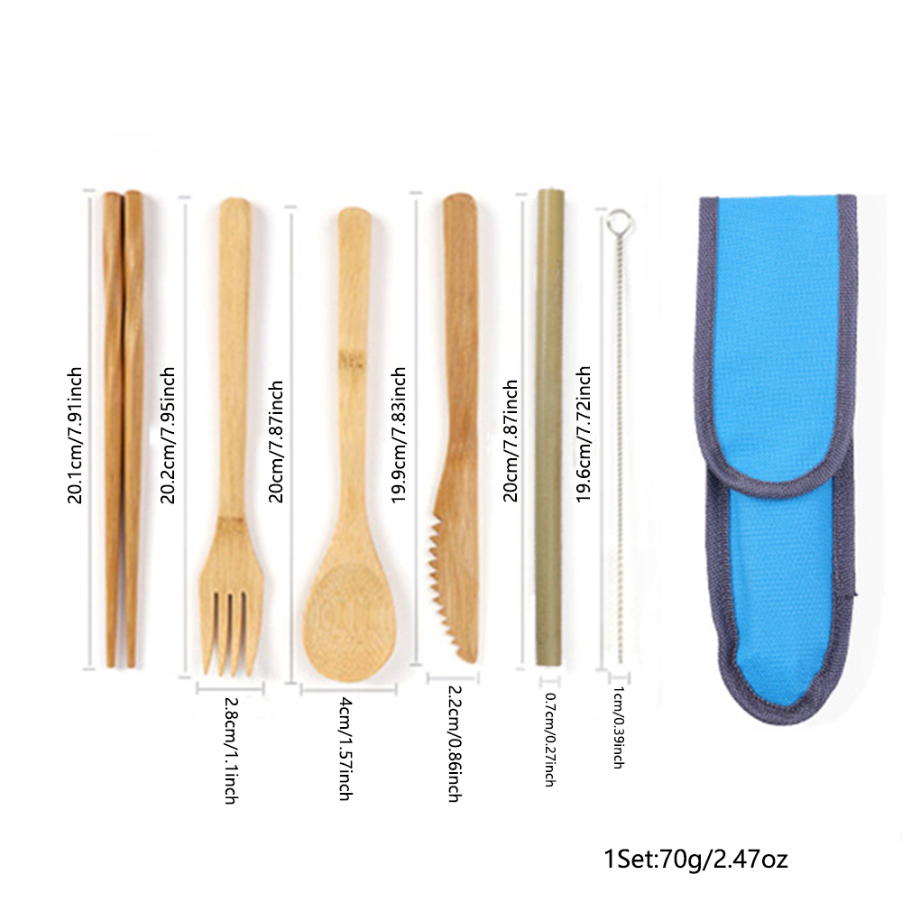 7Pcs Travel Tableware Reusable – Bamboo Cutlery Travel recenzja i cena