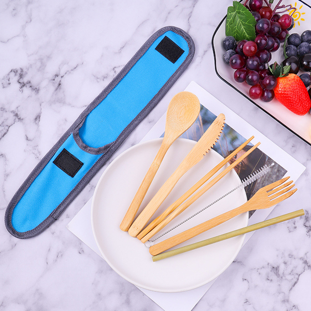 7Pcs Travel Tableware Reusable – Bamboo Cutlery Travel recenzja i cena