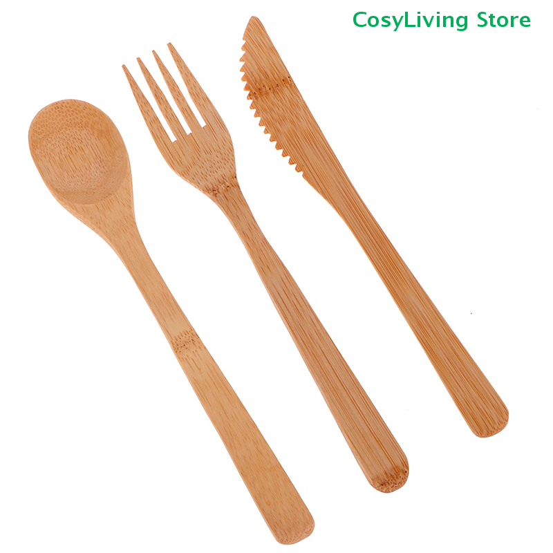1Set Fork Cutter Spoon Reusabl – Bamboo Cutlery Travel recenzja i cena