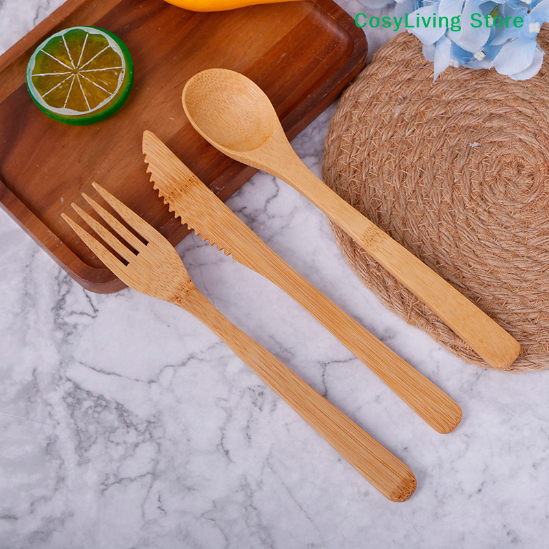 1Set Fork Cutter Spoon Reusabl – Bamboo Cutlery Travel recenzja i cena
