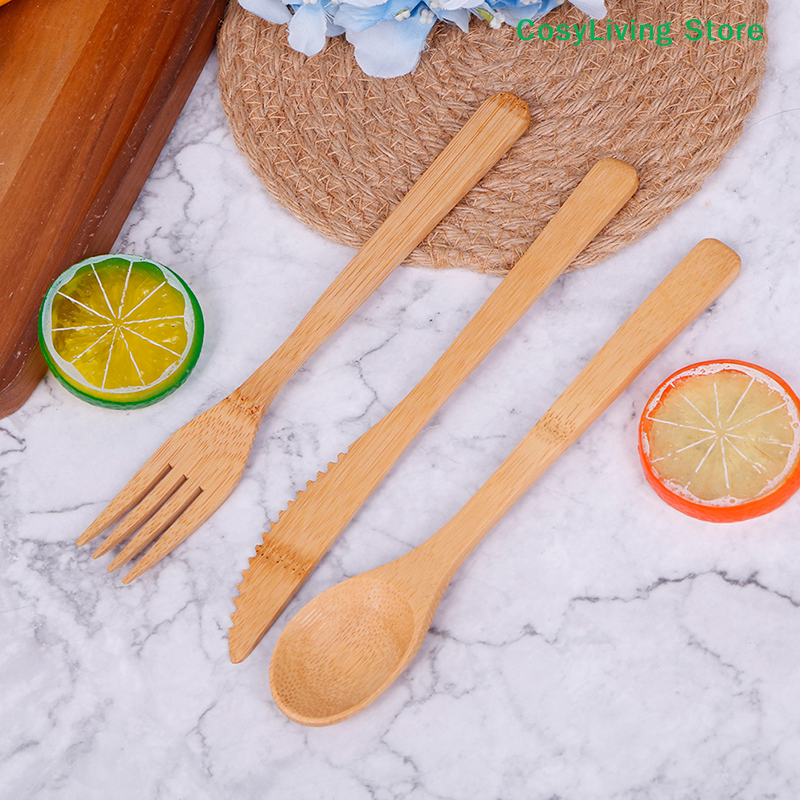 1Set Fork Cutter Spoon Reusabl – Bamboo Cutlery Travel recenzja i cena